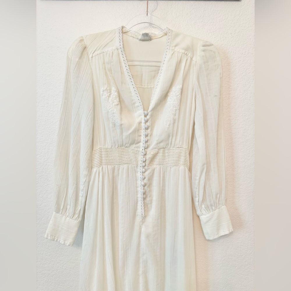 Vintage 1970s Wedding Dress -  Gunne Sax Style Cottagecore Wedding Dress Size 2 - Picture 4 of 10